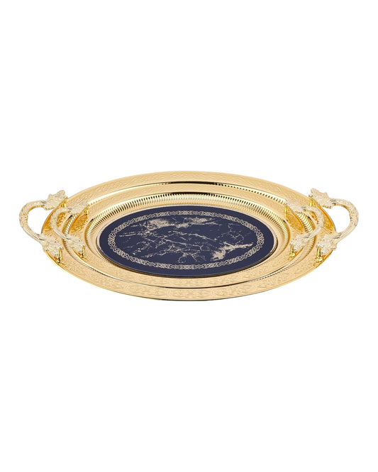 2 Oval Tray With Handles - Gold