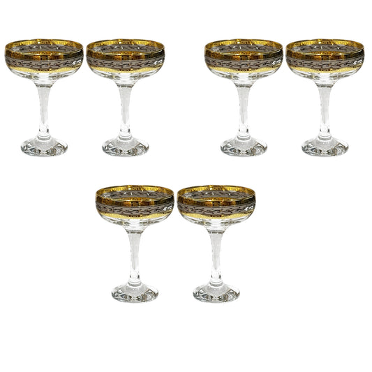 Bohemia Crystal - Cocktail Glass Set 6 Pcs - Silver&Gold