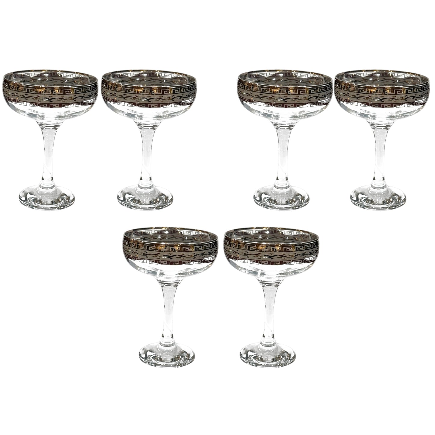Bohemia Crystal - Cocktail Glass Set 6 Pcs - Silver