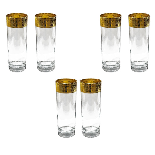 Bohemia crystal - Highball Glass Set 6 Pcs - Gold