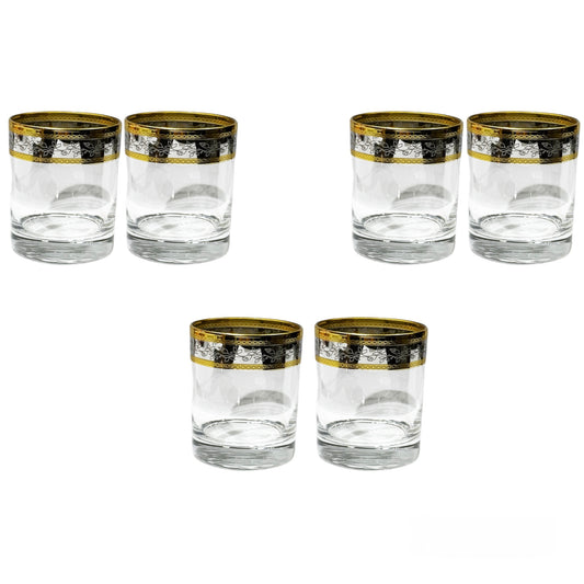 Bohemia Crystal - Tumbler Glass Set 6 Pcs - Gold&Silver