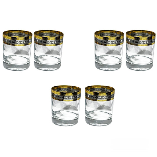 Bohemia Crystal - Tumbler Glass Set 6 Pcs - Gold&Silver