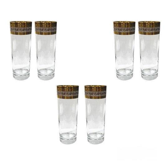 Bohemia Crystal - Highball Glass Set 6 Pcs - Silver&Gold