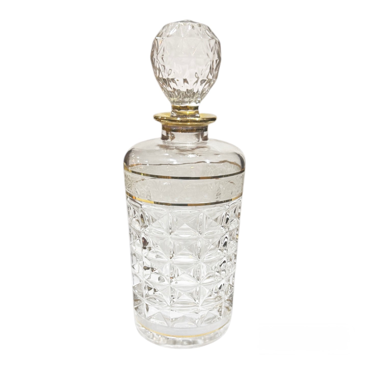 Bohemia Crystal - Diamond Bottle With Cover - Gold