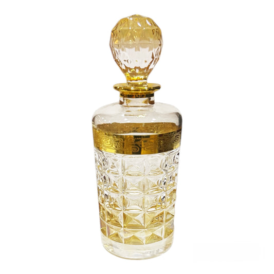 Bohemia Crystal - Diamond Bottle With Cover - Gold