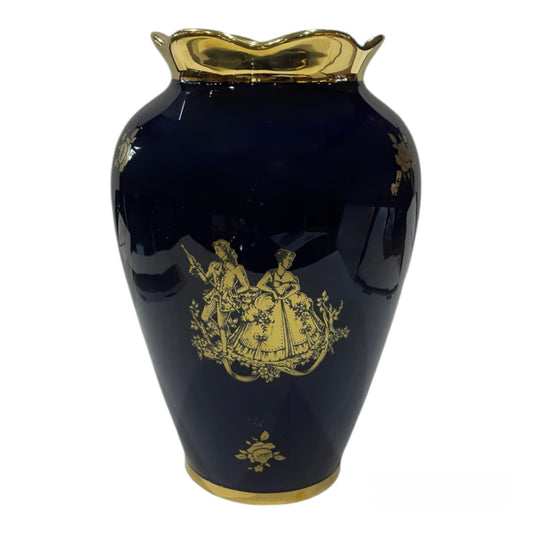 BC Limoge - Vase - Romeo&Juliet - Blue&Gold - 28 cm