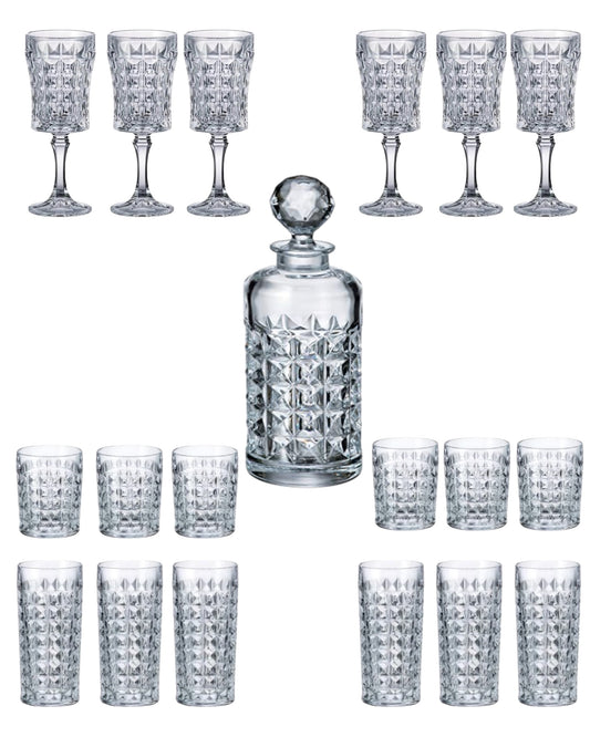 Bohemia Crystal Set 19 Pieces - Diamond Shape