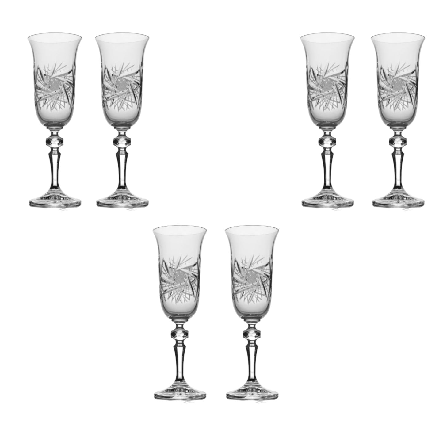 Bohemia Crystal - Flute Glass Set 6 Pieces