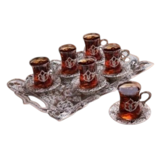 Rectangular Tea Set With Tray (13 Pcs )