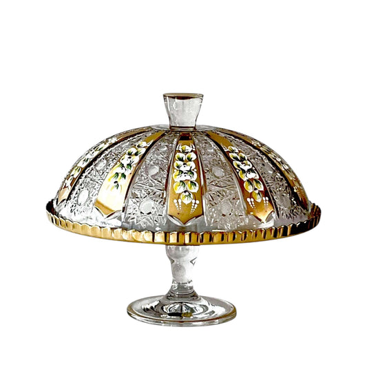 Glamour Bohemia Crystal Plate With Cover&Base - 30x27cm