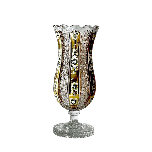 Glamour Bohemia Crystal Vase With Base - Gold - 39cm