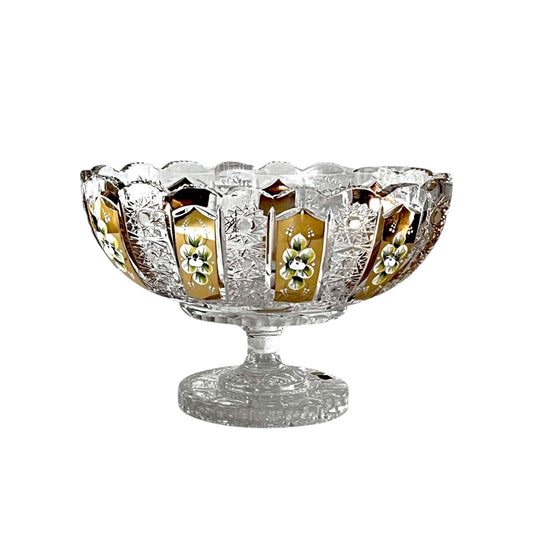 Glamour Bohemia Crystal Plate With Base - Gold - 30x20cm