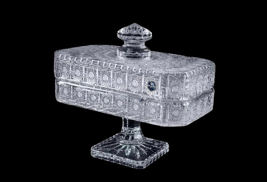 Glamour Bohemia Crystal Basket Handcut With Cover&Base - 23x16cm