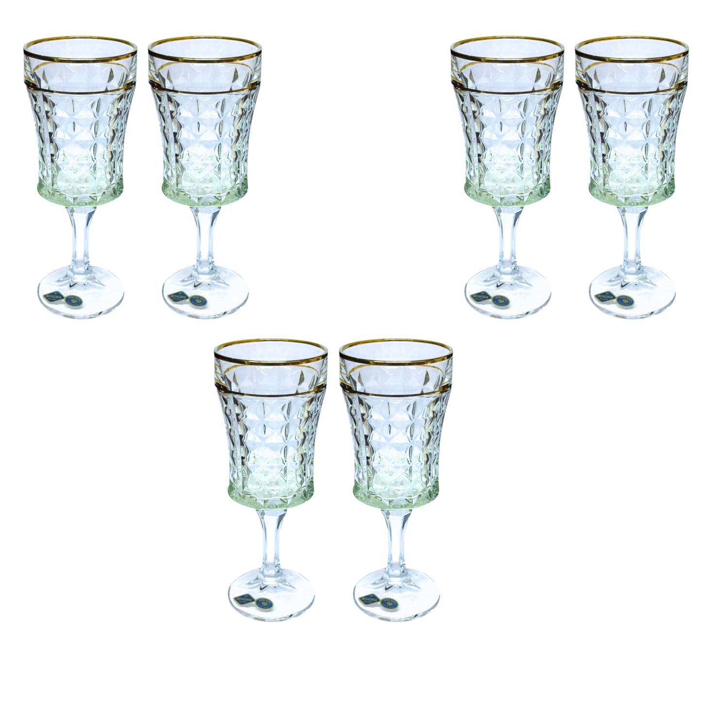 bohemia Crystal Diamond Glass Set 6 Pieces