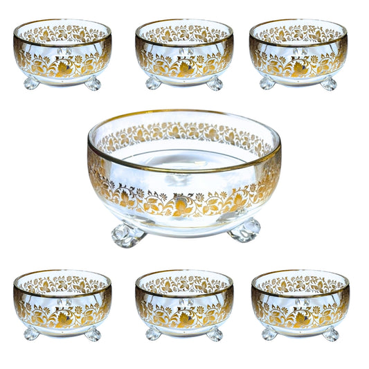 Bohemia Crystal Bowl Set 7 Pieces - Gold