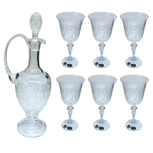 Bohemia Crystal Drink Set Handcut 7 Pieces