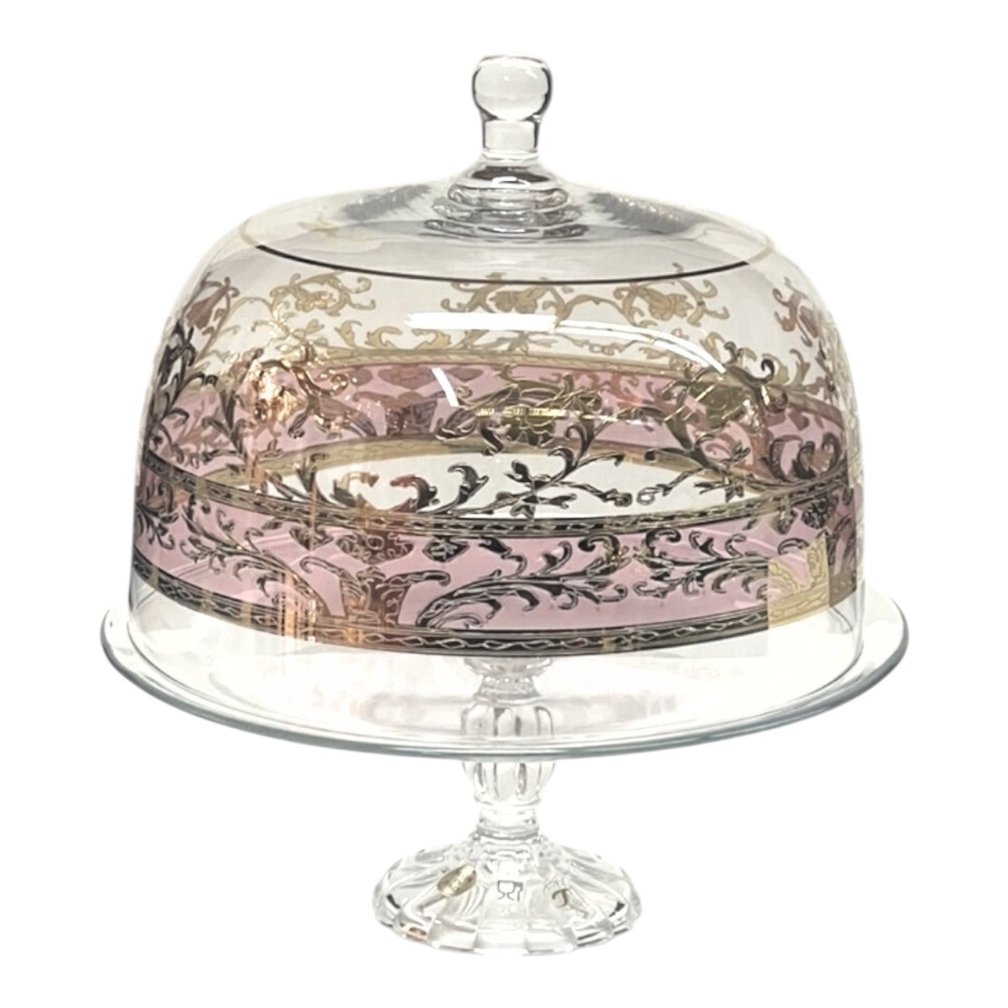 Italian Crystal Plate With Cover&Base - Rose&Gold