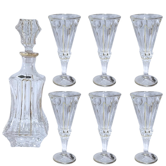 Bohemia Crystal Glass Set 7 Pieces - Gold