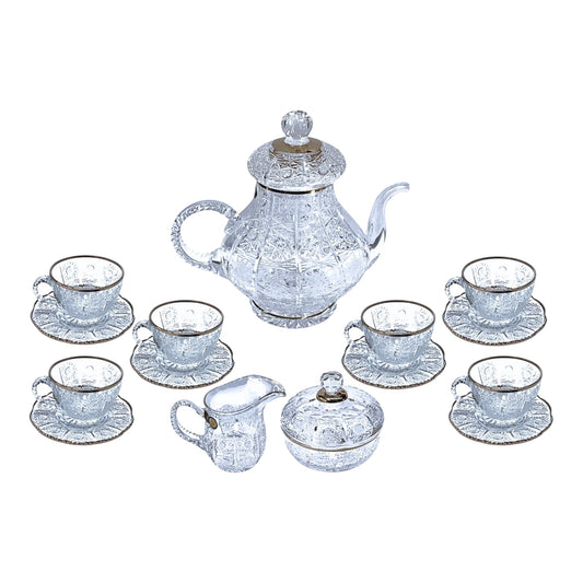 Bohemia Crystal Tea Set 17 Pieces - Handcut Gold