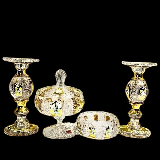 Bohemia Crystal Set 5 Pieces Handcut Gold