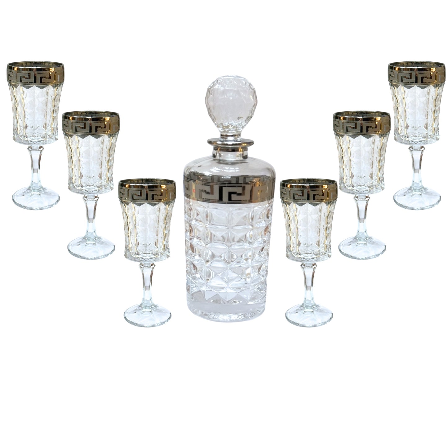 Bohemia Crystal - Diamond Drink Set 7 Pieces - Versace Silver