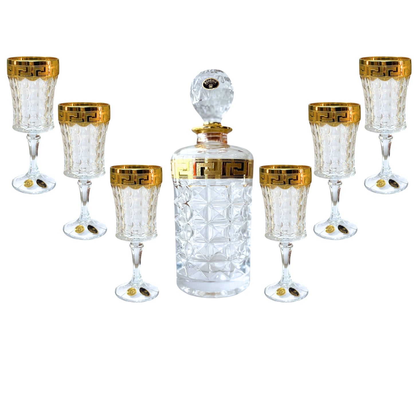 Bohemia Crystal - Diamond Drink Set 7 Pieces - Versace Gold