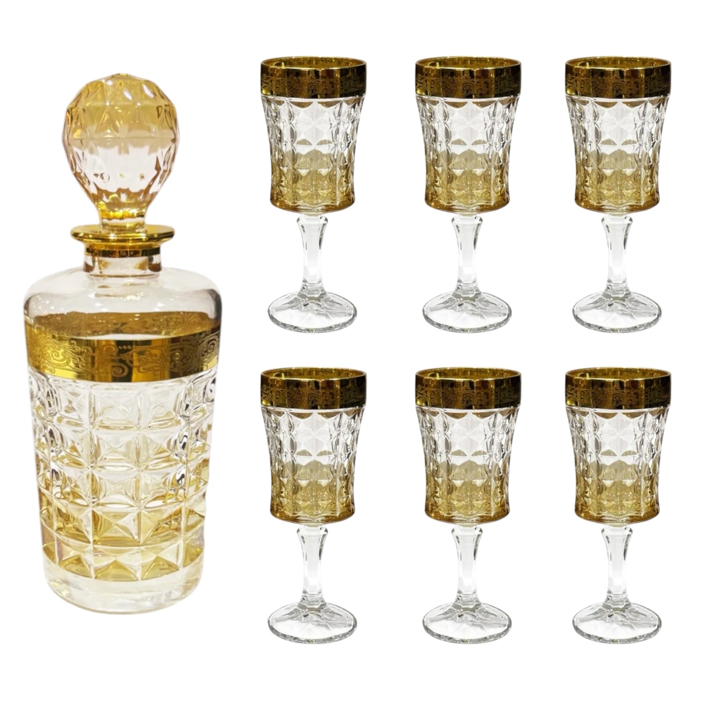 Diamond Drink Set 7 Pieces - Gold