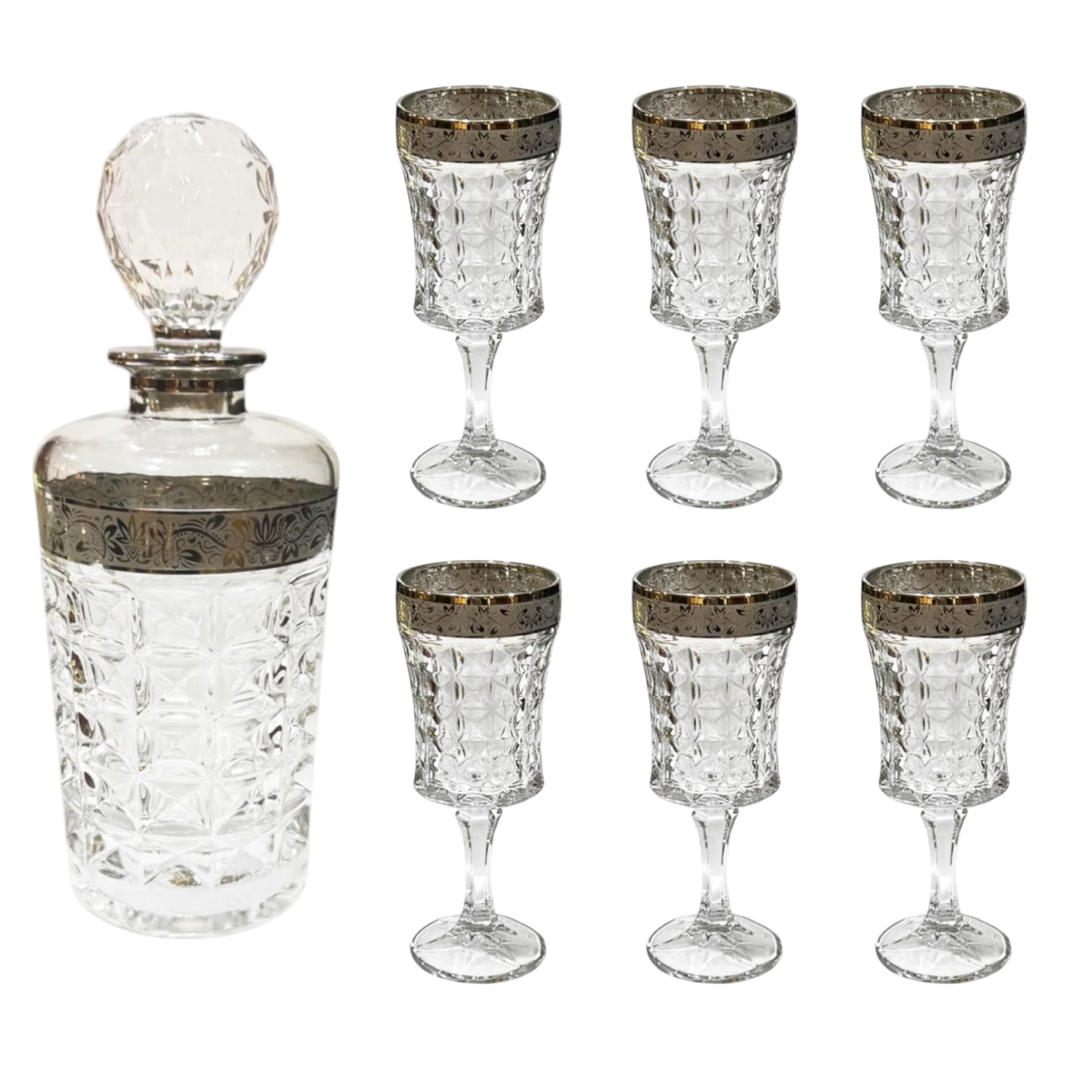 Diamond Drink Set 7 Pieces - Silver