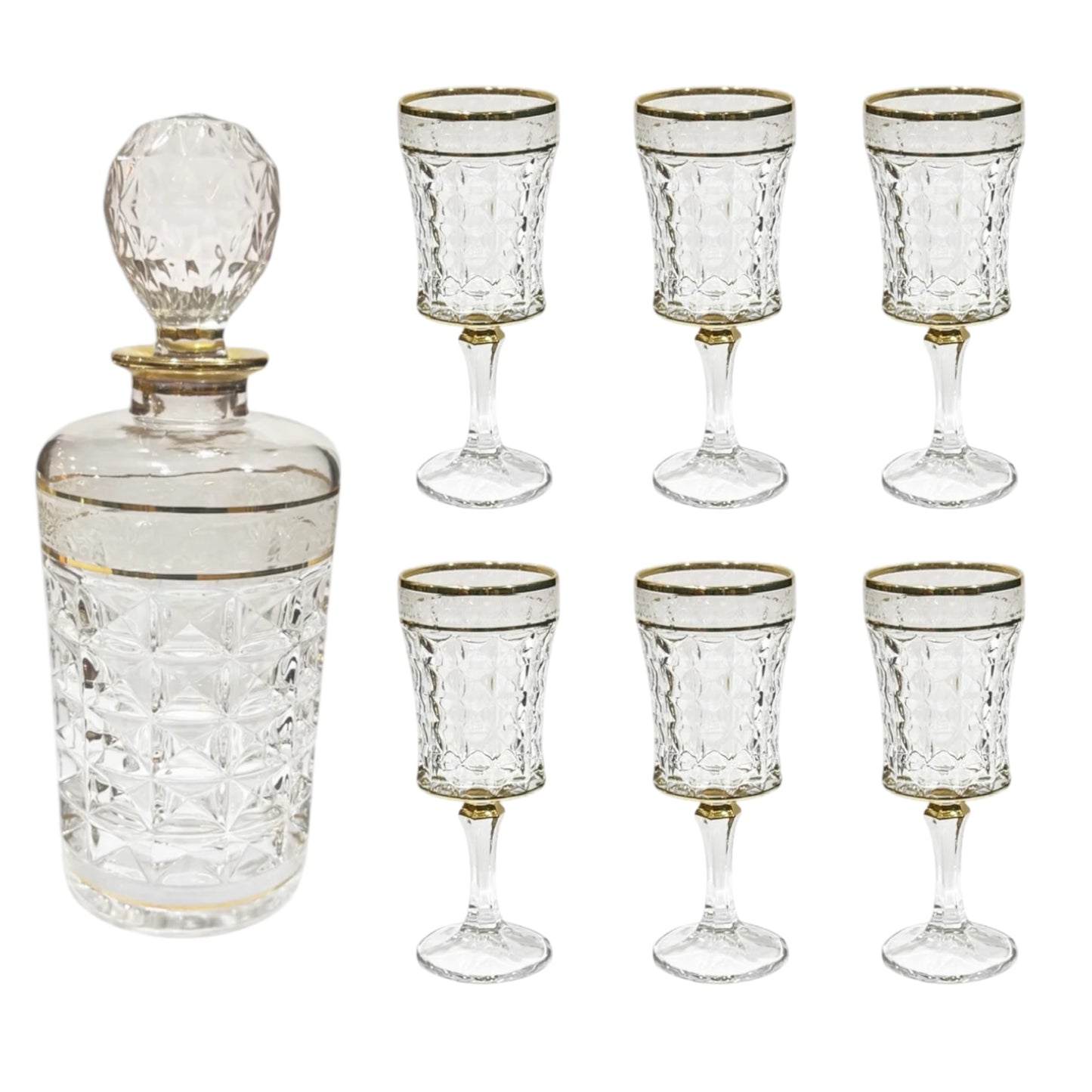 Diamond Drink Set 7 Pieces - Gold