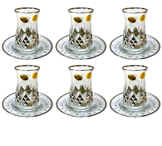 Bohemia Crystal Coffee Set 12 Pieces - Silver