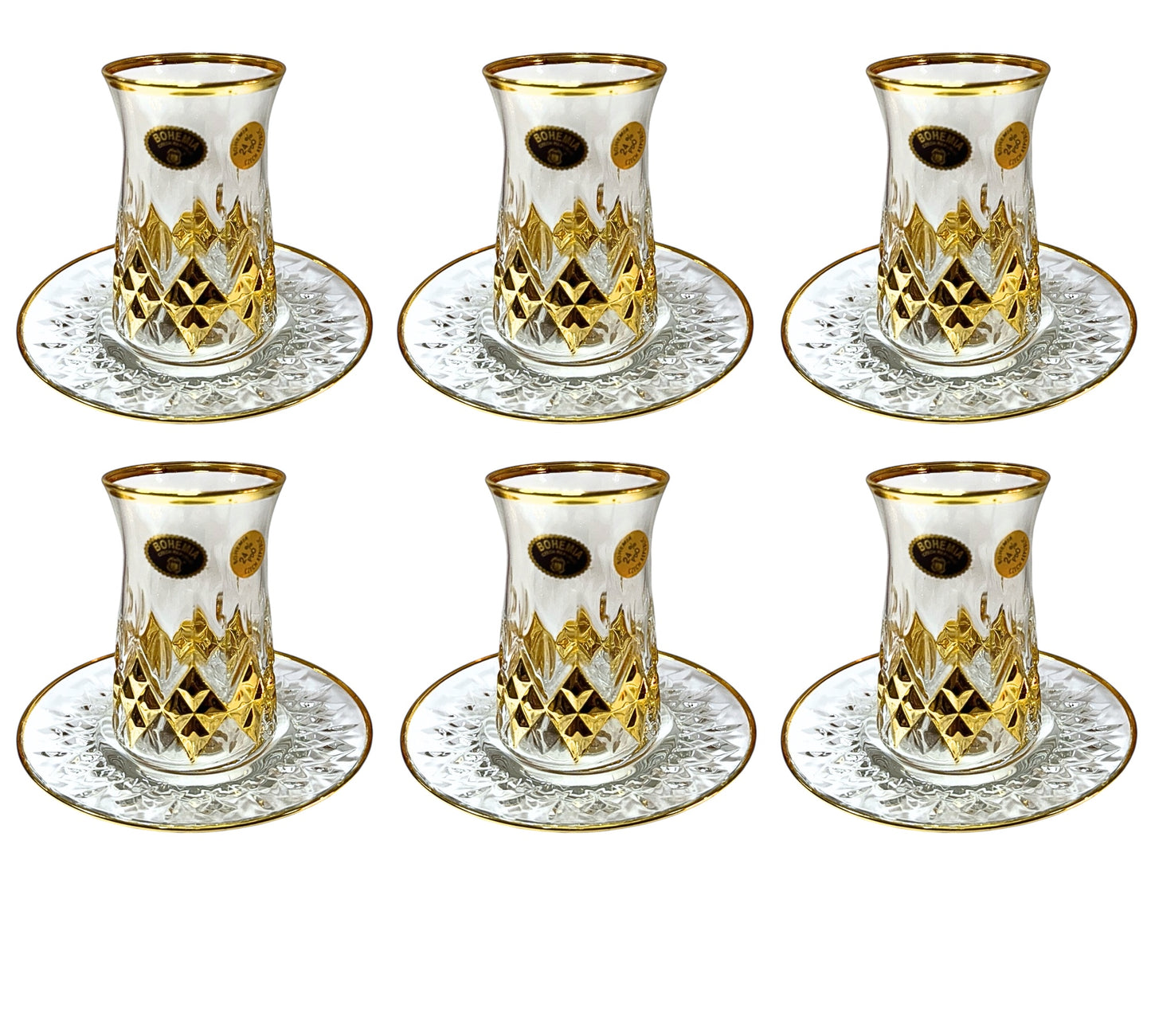 Bohemia Crystal Coffee Set 12 Pieces - Gold
