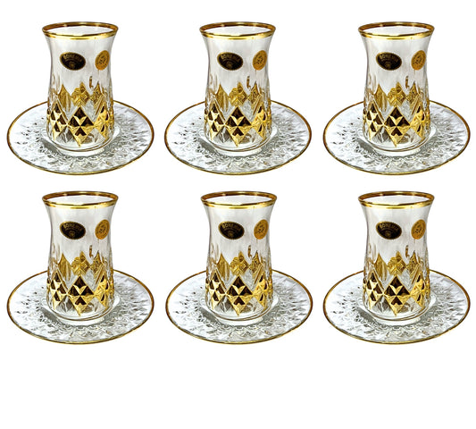 Bohemia Crystal Coffee Set 12 Pieces - Gold