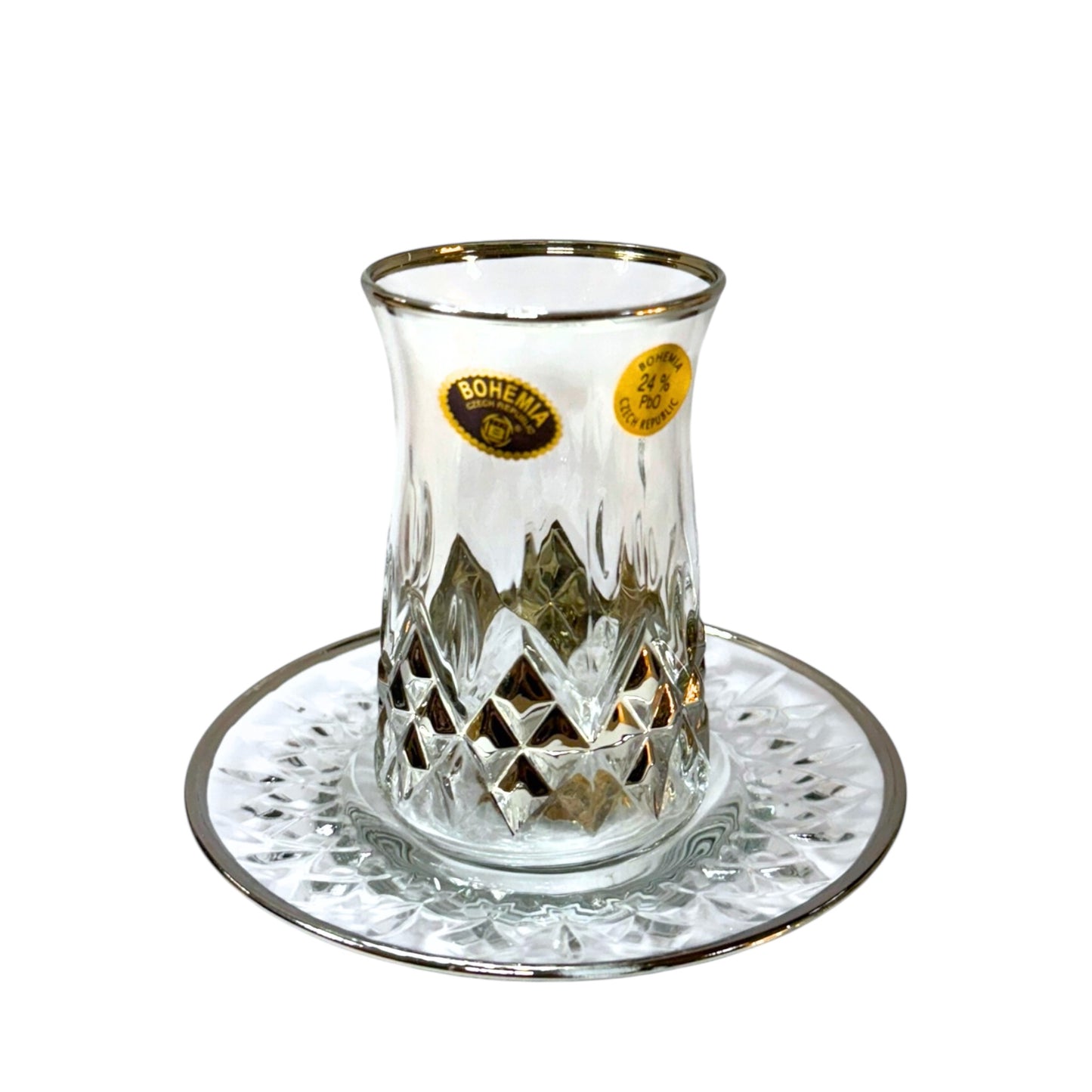 Bohemia Crystal Coffee Set 12 Pieces - Silver