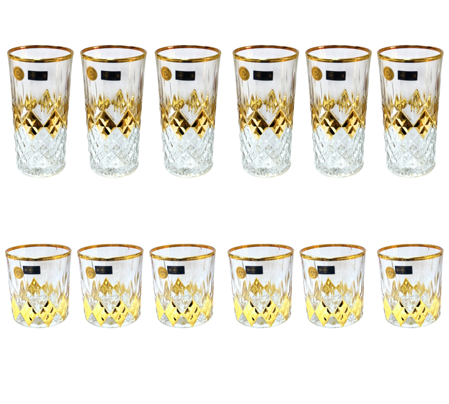 Bohemia Crysal Set 12 Pieces - Gold