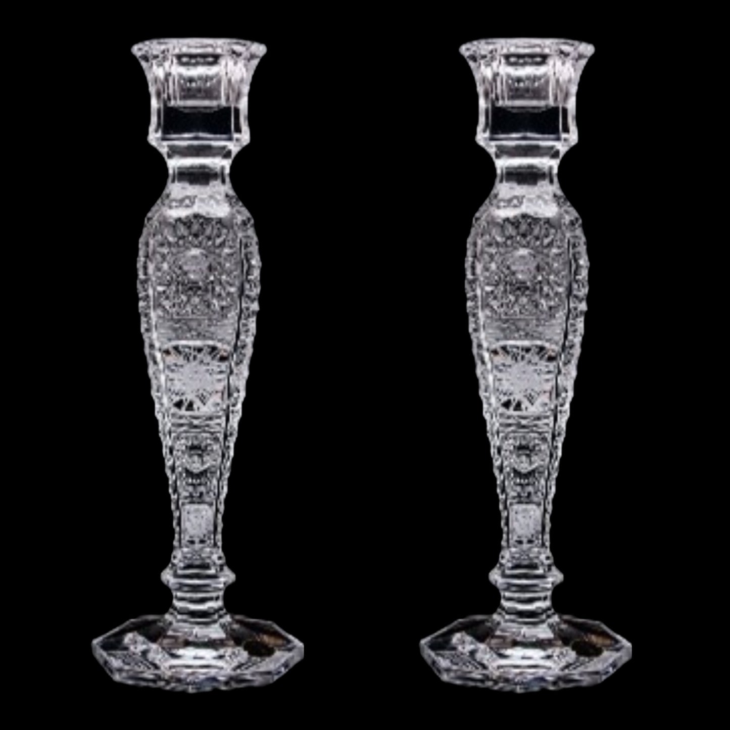 Bohemia Crystal Candle Holder 2 Pieces - Handcut