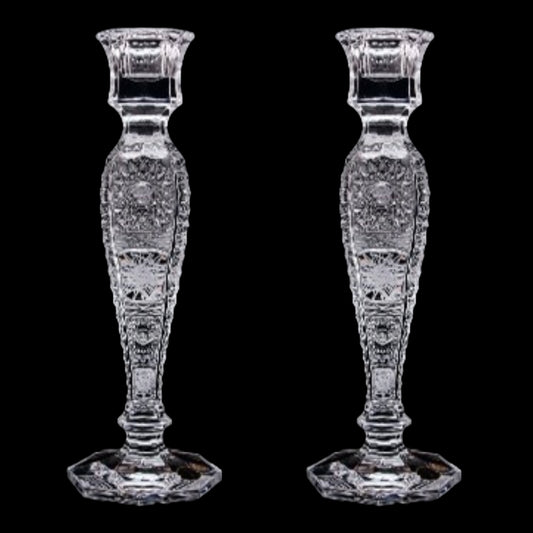 Bohemia Crystal Candle Holder 2 Pieces - Handcut