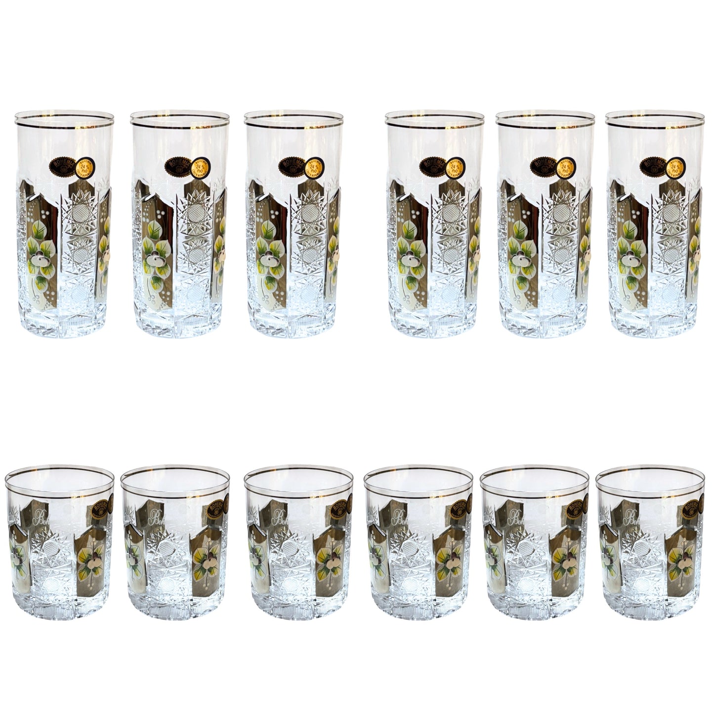 Bohemia Crystal Set 12 Pieces - Handcut Silver