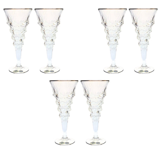 Bohemia Crystal Goblet Glass Set 6 Pieces - Silver