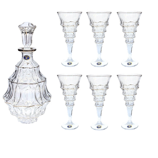 Bohemia Crystal Drink Set 7 Pieces - Silver