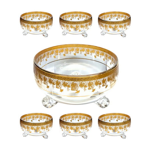 Bohemia Crystal Bowl Set 7 Pieces - Gold