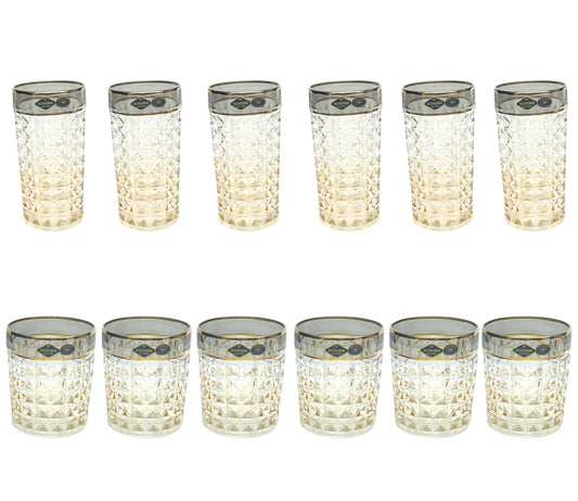 Bohemia Crystal Diamond Glass Set 12 Pieces