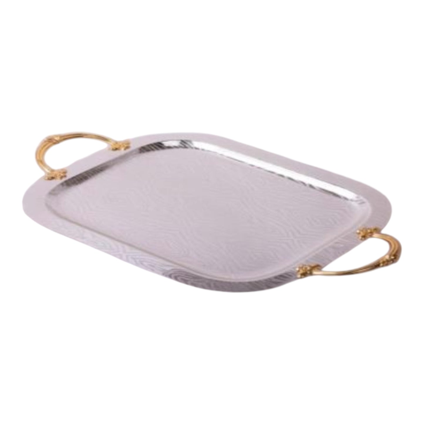 Rectangular Tray With Handles - Silver&Gold