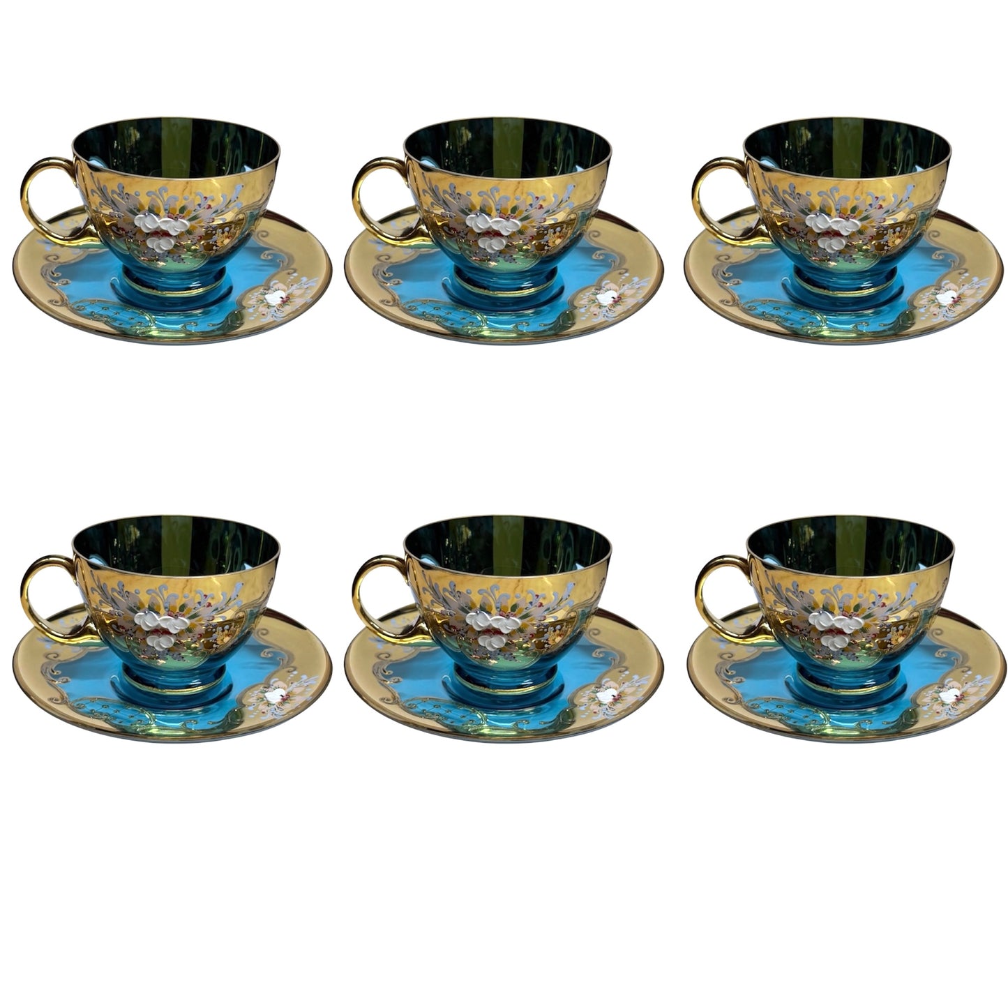 Tea Set Murano 17 Pieces - Blue&Gold