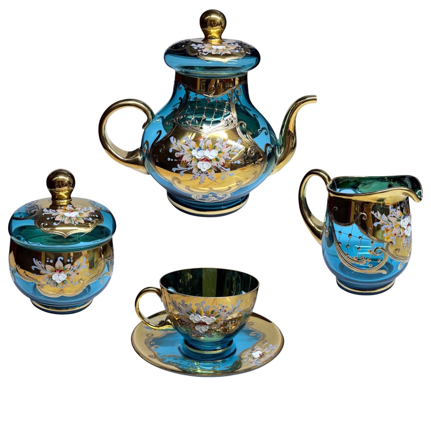 Tea Set Murano 17 Pieces - Blue&Gold