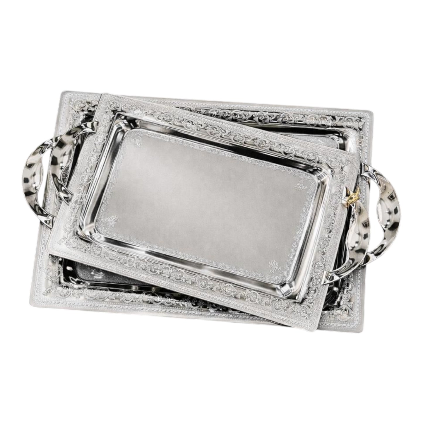 2 Rectangular Tray With Handles - Silver - Germany