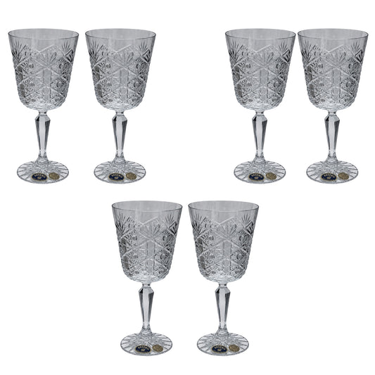 Bohemia Crystal Glass Set 6 Pieces - Handcut