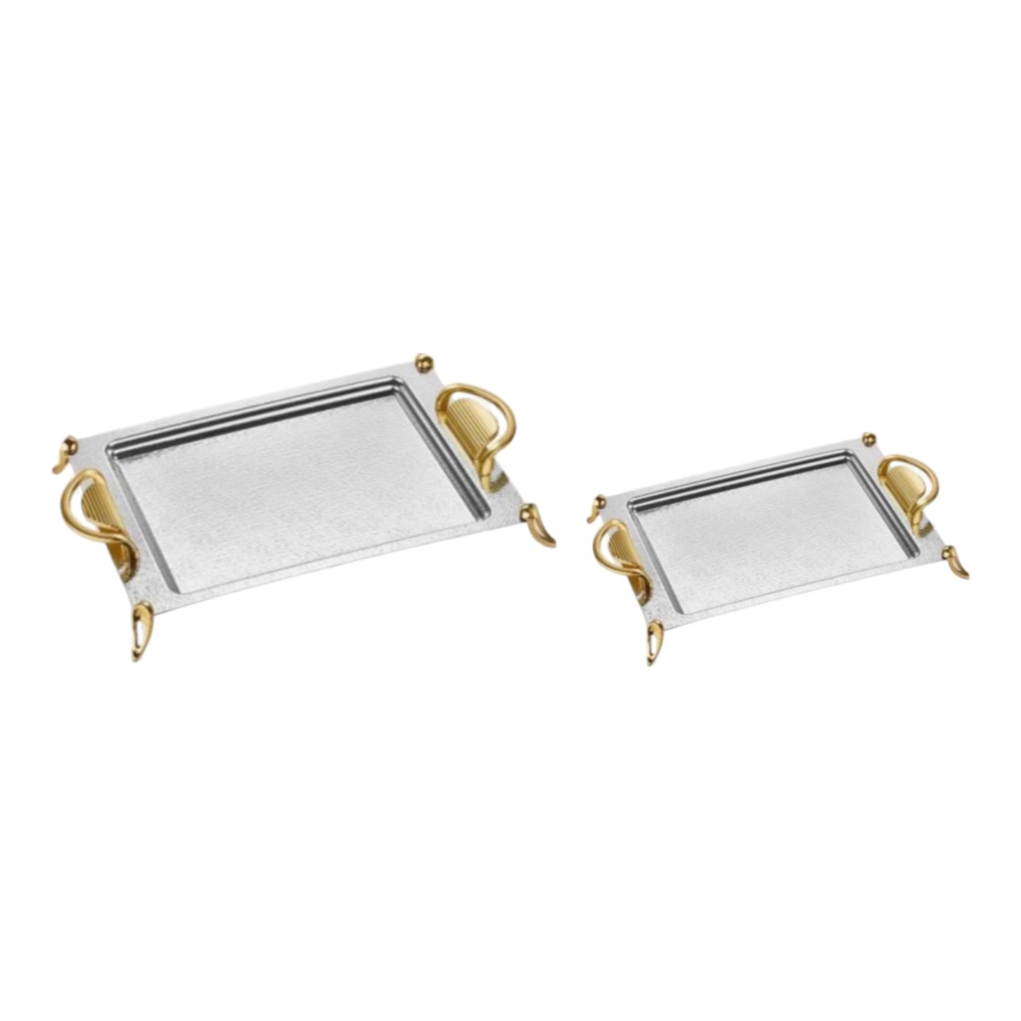 2 Rectangular Trays 2 Pieces - Gold