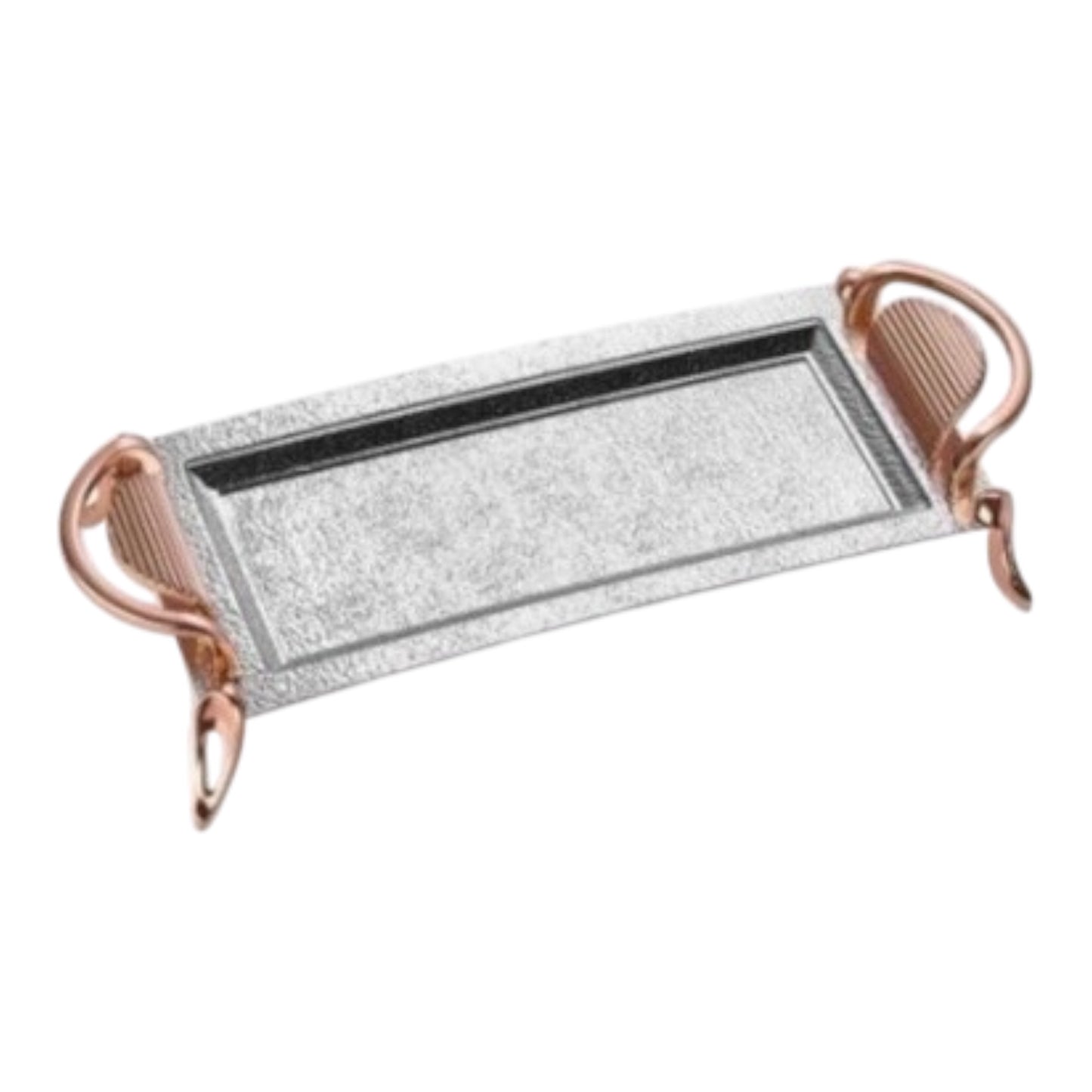 Large Rectangular Tray With Handles&Leg - Matte Rose Gold