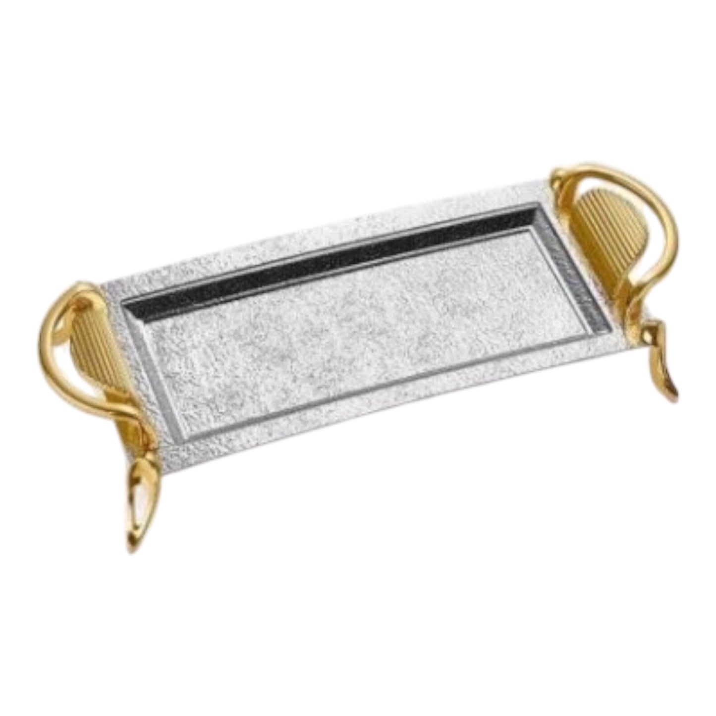 Medium Rectangular Tray With Handles&Leg &- Matte Gold