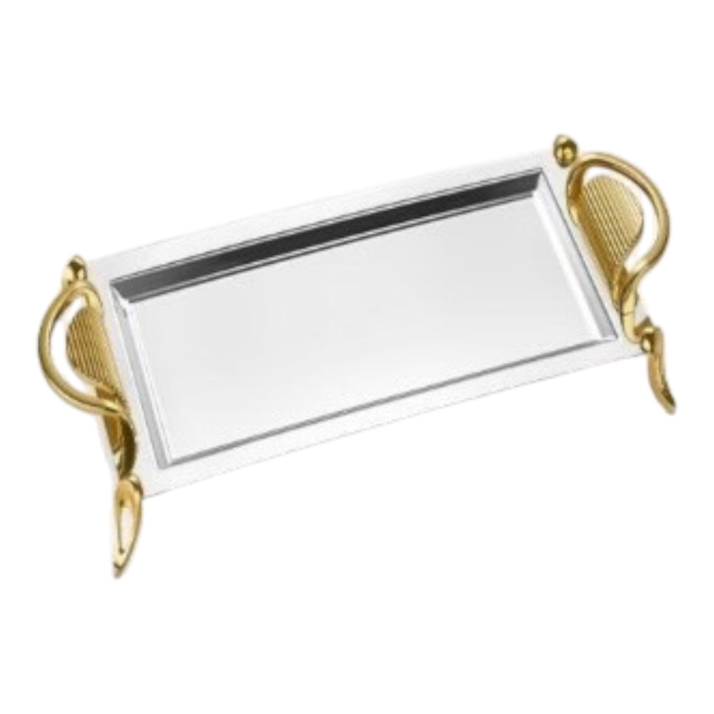 Small Rectangular Tray With Handles&Leg &- Gold